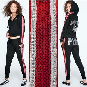 Victoria’s Secret pink dog sequin black zip up hoodie